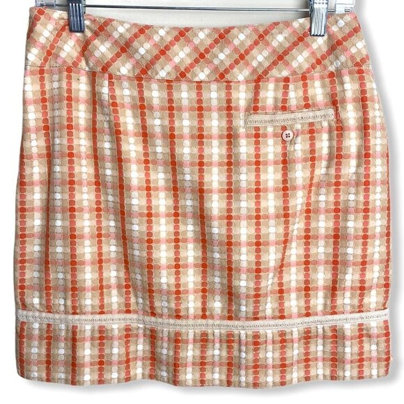 Greg Norman 100% Cotton Golf Skort Modern Checked Pattern in Orange Womens Sz 4 - Picture 5 of 10
